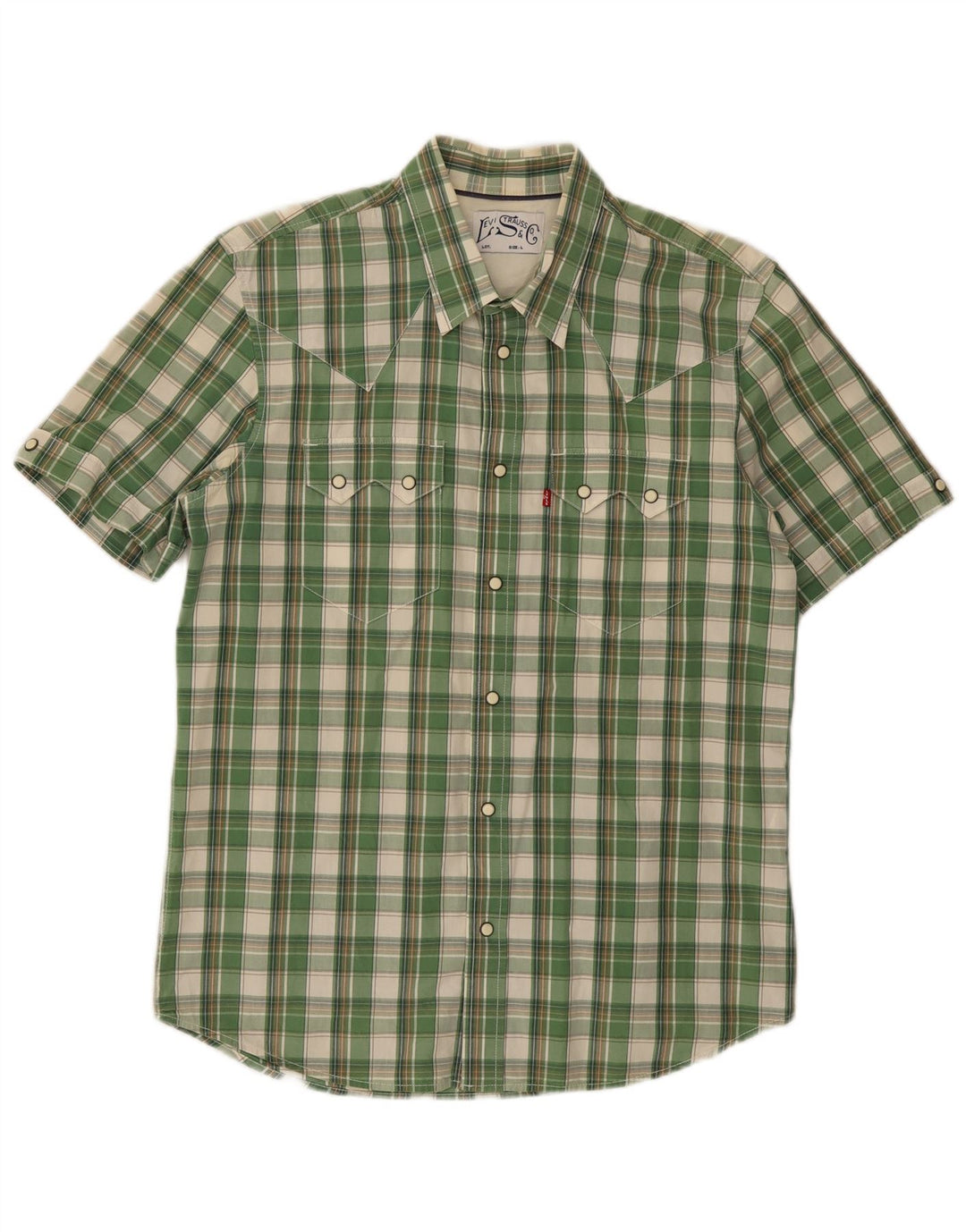 Levi's Camicia a maniche corte con grafica da uomo in cotone a quadri verdi grandi