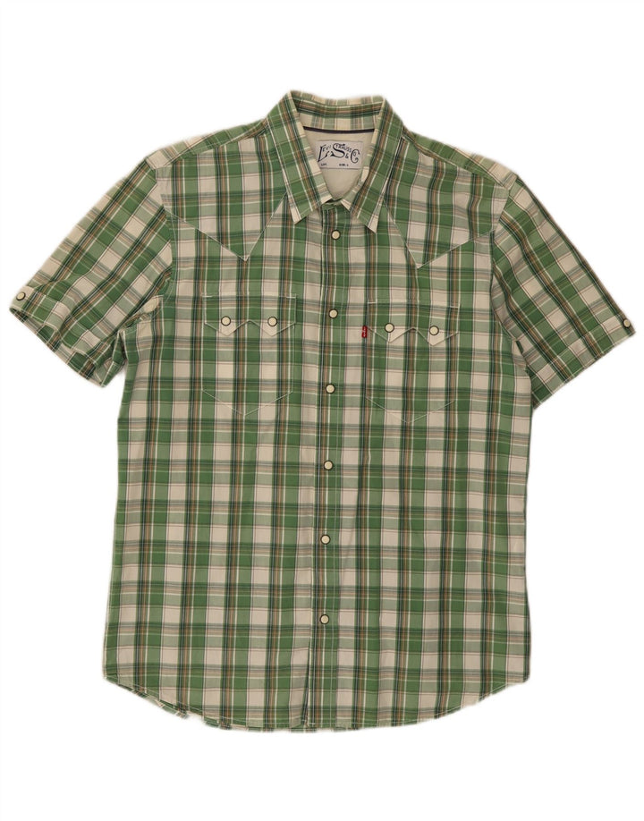 Levi's Camicia a maniche corte con grafica da uomo in cotone a quadri verdi grandi