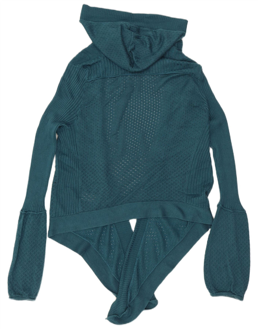 Maglione cardigan aperto con cappuccio corto da donna Dkny UK 14 Cotone blu medio