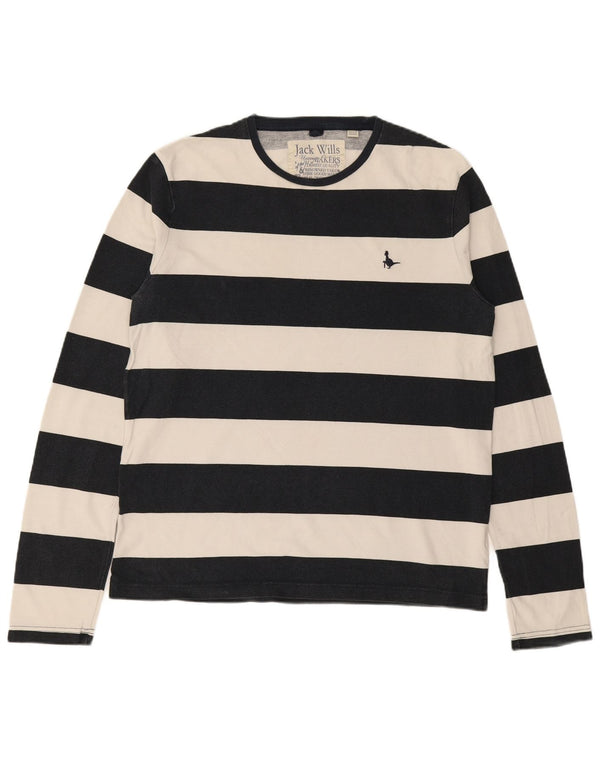 JACK WILLS Top da uomo a maniche lunghe in cotone a righe medie blu navy