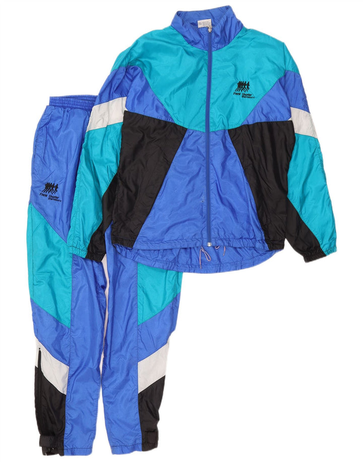 Tuta intera da uomo Frank Shorter in nylon color block blu medio