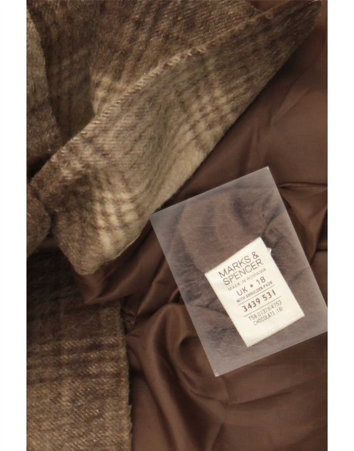Cappotto da donna Marks & Spencer UK 18 XL Acrilico a quadri marrone