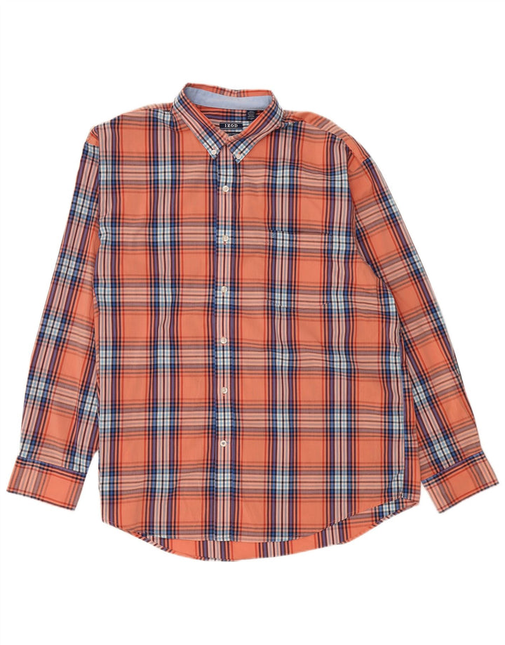Camicia da uomo Izod XL in cotone a quadri arancione