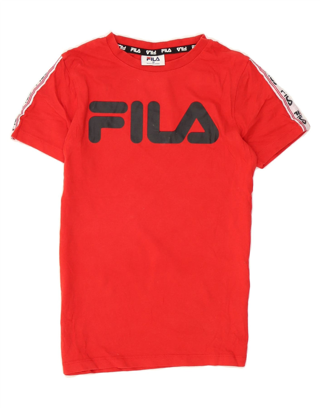 FILA Boys Graphic T-Shirt Top 9-10 Years Red Cotton Vintage Fila and Second-Hand Fila from Messina Hembry 