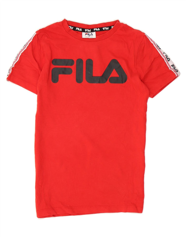FILA Boys Graphic T-Shirt Top 9-10 Years Red Cotton Vintage Fila and Second-Hand Fila from Messina Hembry 