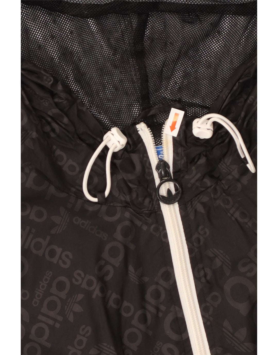 Giacca antipioggia ADIDAS da uomo con cappuccio grafico UK 38 medio nero poliammide