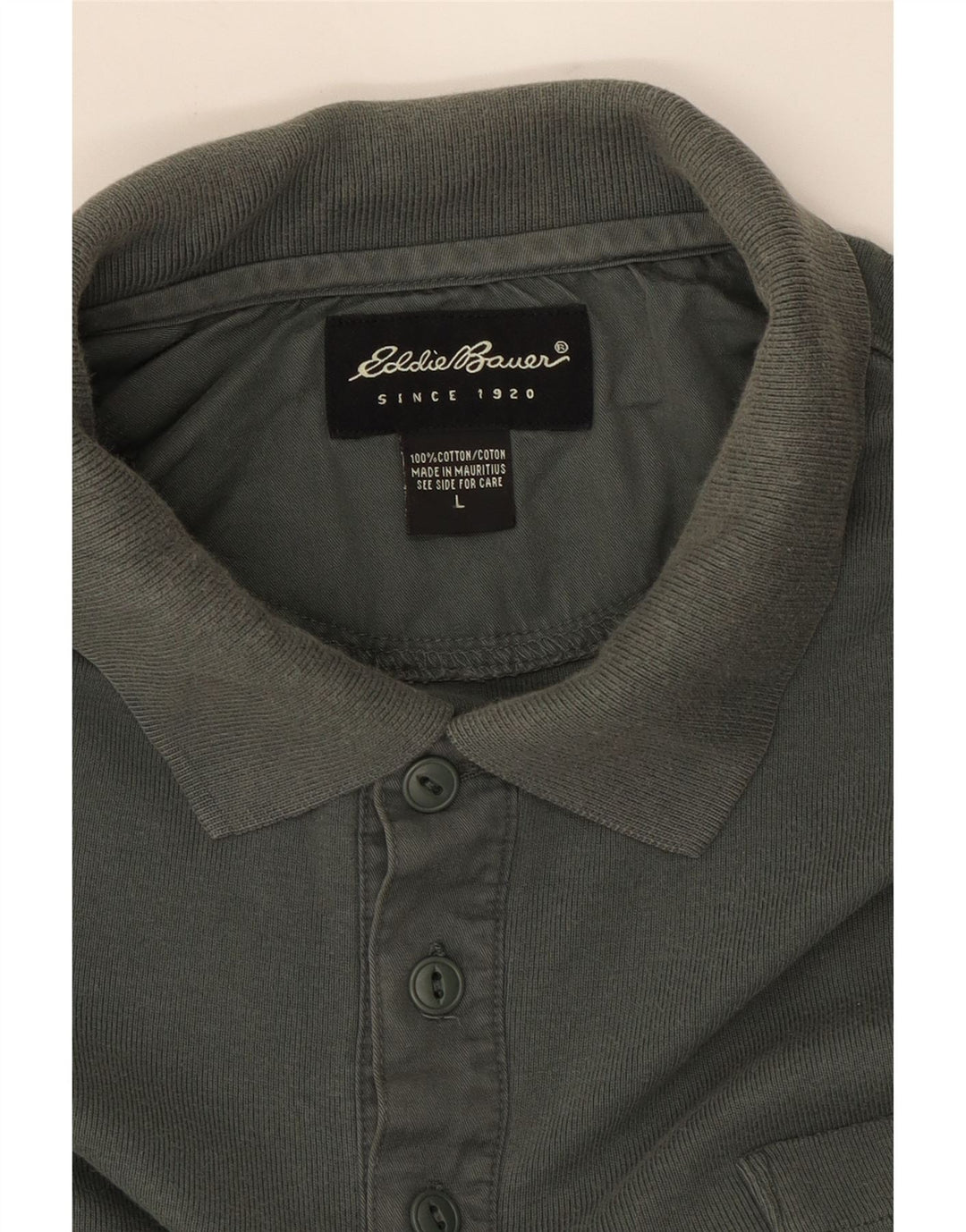 EDDIE BAUER Mens Polo Shirt Large Grey Cotton Vintage Eddie Bauer and Second-Hand Eddie Bauer from Messina Hembry 