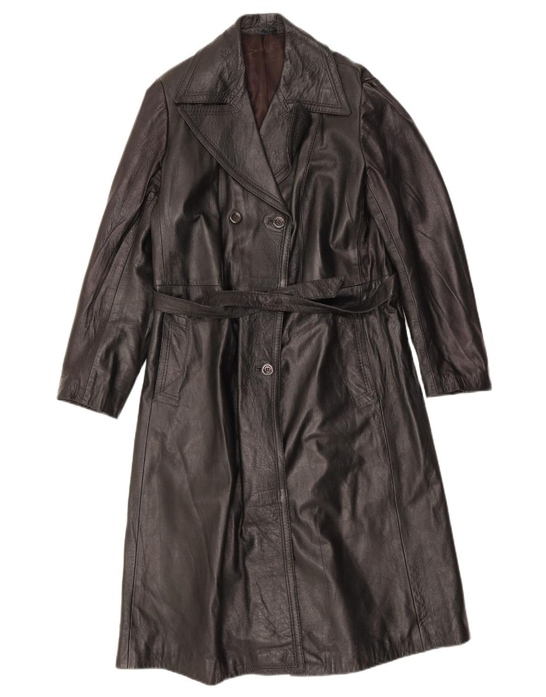 Cappotto in pelle vintage da donna UK 18 XL Nero