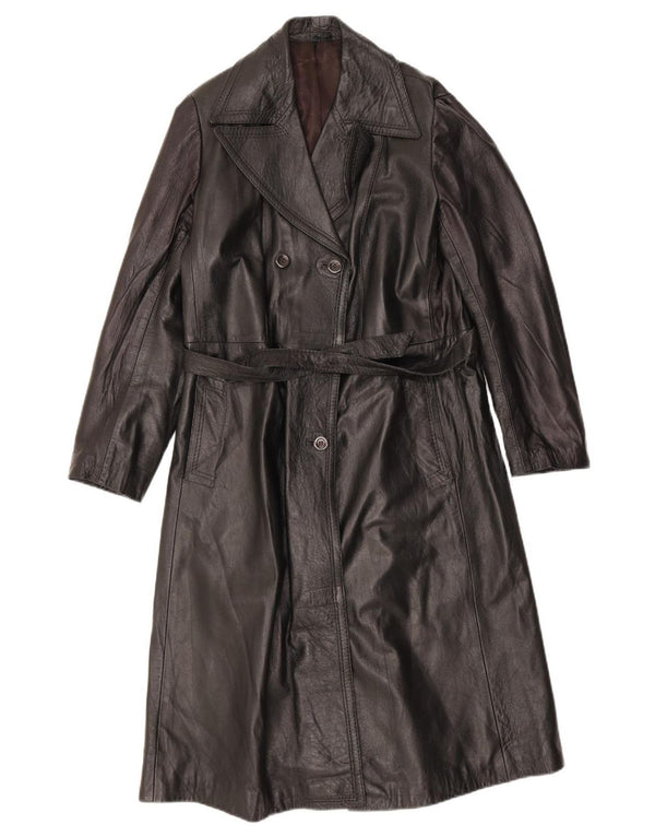 Cappotto in pelle vintage da donna UK 18 XL Nero