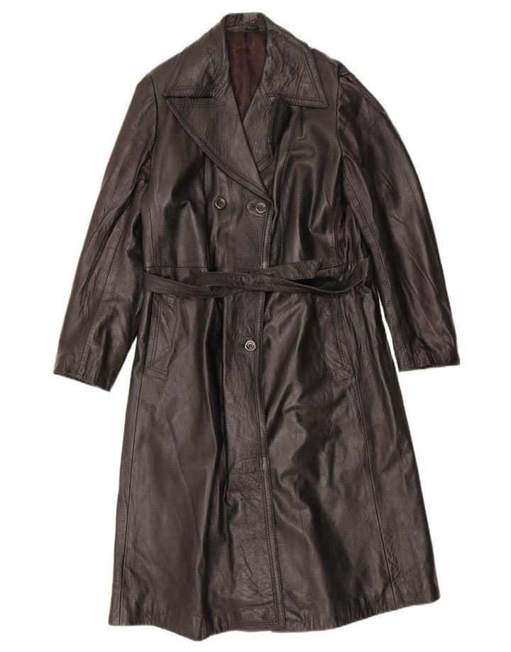 Cappotto in pelle vintage da donna UK 18 XL Nero