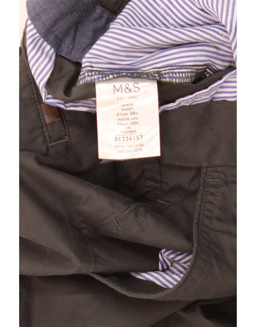 Pantaloni chino vestibilità regolare da uomo Marks & Spencer W36 L29 cotone grigio