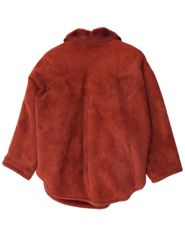 Vintage Womens Shearling Jacket IT 42 Medium Burgundy Shearling