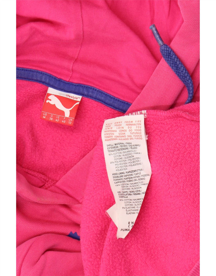 PUMA Felpa con cappuccio grafica da donna UK 12 Cotone rosa medio