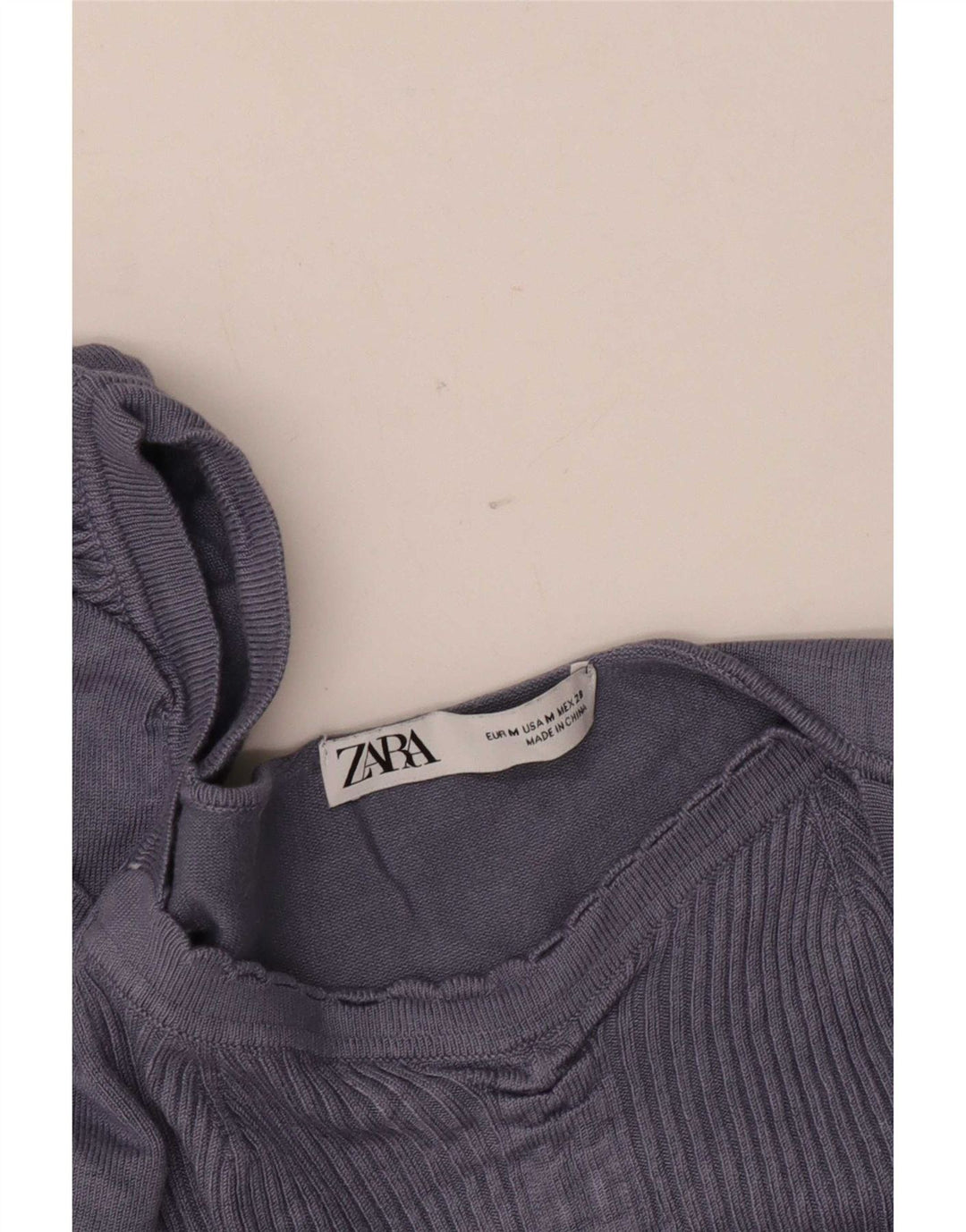 Top corto da donna Zara a maniche lunghe UK 12 Blu medio