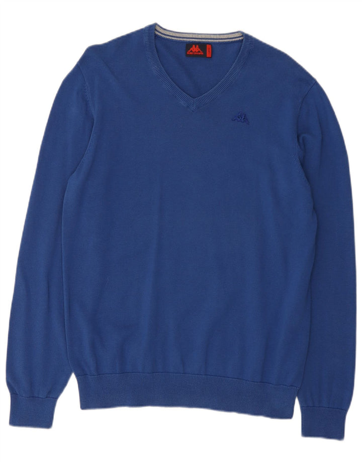 Maglione Kappa da uomo con scollo a V grande in cotone blu
