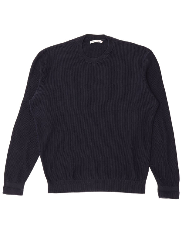 Maglione maglione girocollo da uomo Zara blu navy medio