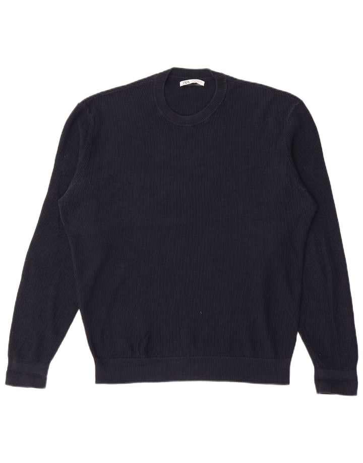 Maglione maglione girocollo da uomo Zara blu navy medio