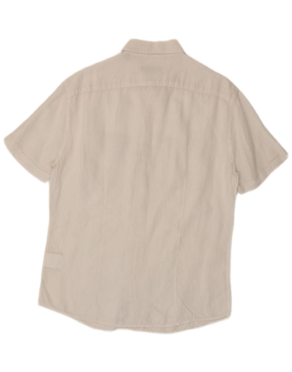 Camicia Trussardi Uomo Manica Corta Taglia 41 Large Lino Bianco