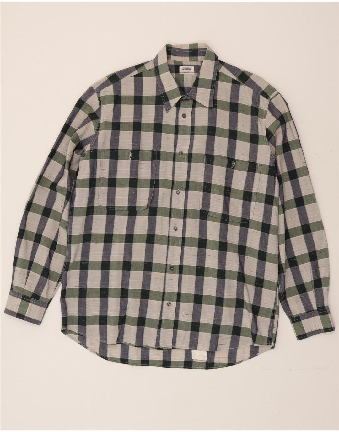 Camicia da uomo Maurizio Baldassari taglia 41 16 grande cotone a quadri multicolore