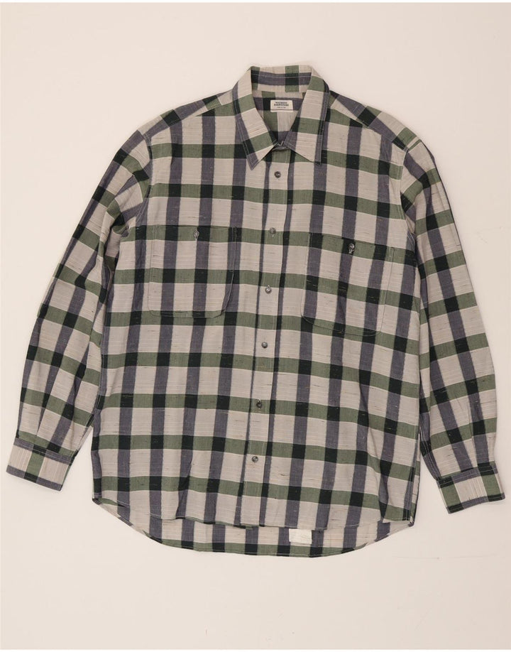 Camicia da uomo Maurizio Baldassari taglia 41 16 grande cotone a quadri multicolore