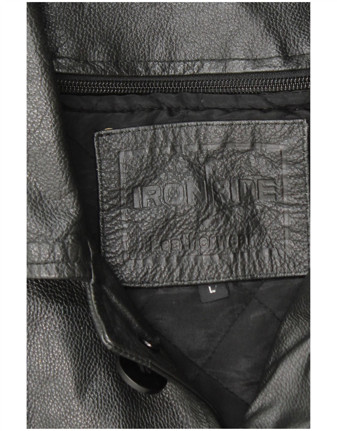 IRONSIDES Giacca in pelle da uomo UK 40 Large in pelle nera