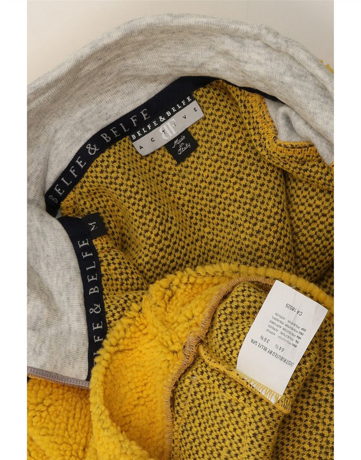 Belfe & Belfe Maglione in pile da uomo con zip e collo color block giallo medio