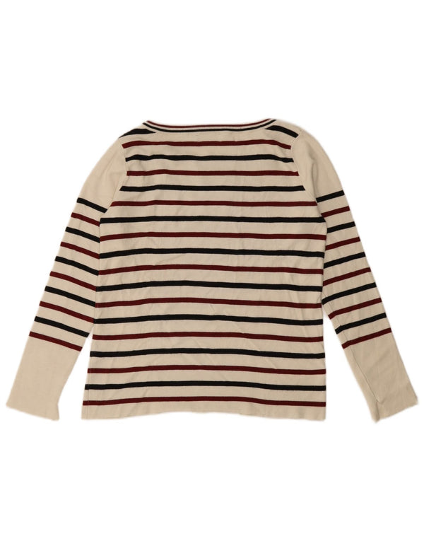 Maglione Zara da donna con scollo a barca UK 12 Viscosa a righe bianco sporco medio