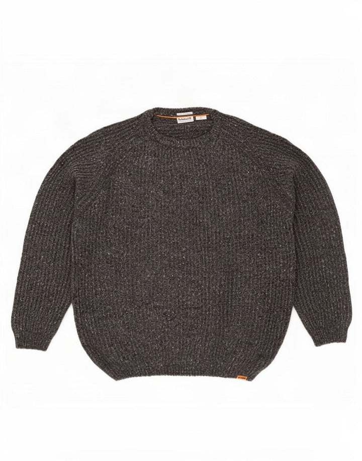 Maglione maglione girocollo da uomo Timberland grande lana screziata grigia