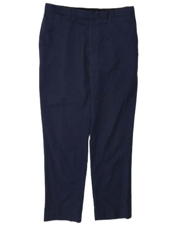 Pantaloni chino slim da uomo Jaeger W34 L30 in lana a righe blu navy