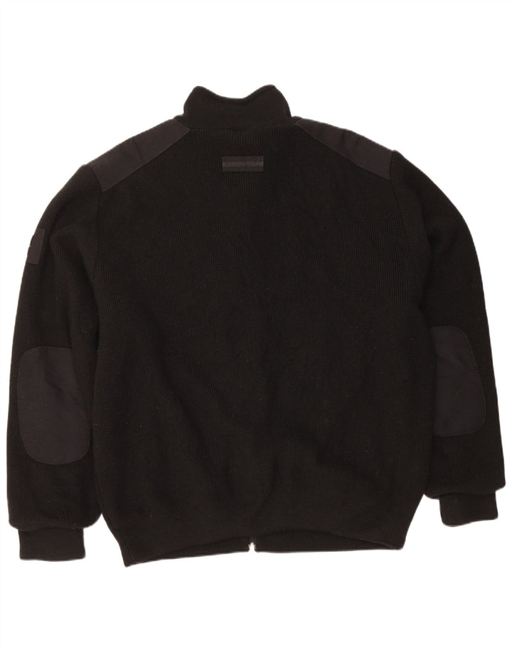 Maglione cardigan da uomo vintage XL in lana nera