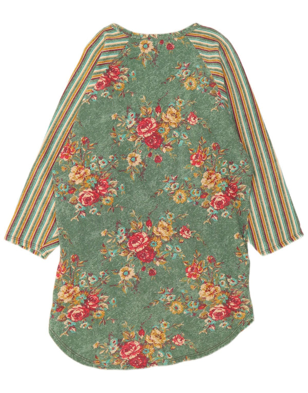 BENETTON Womens Long Sleeve T-Shirt Dress UK 14 Medium Green Floral