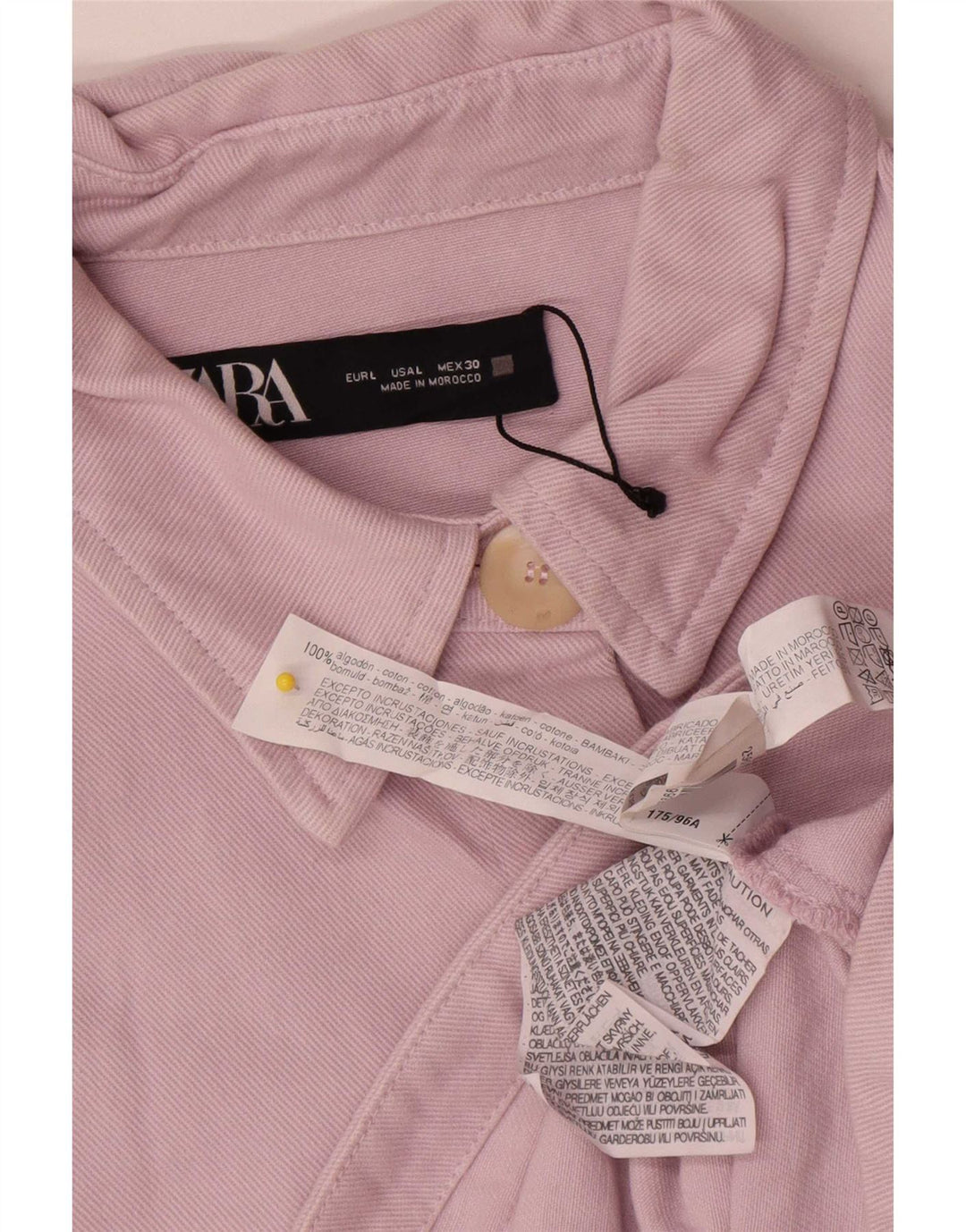 Giacca di jeans oversize corta da donna Zara UK 16 grande cotone rosa