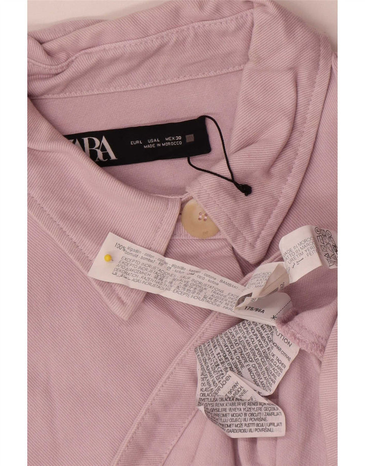 Giacca di jeans oversize corta da donna Zara UK 16 grande cotone rosa