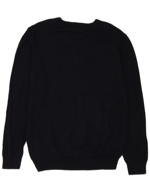 Gant Maglione da uomo con scollo a V grande in cotone blu navy