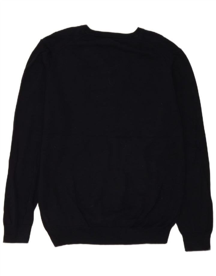 Gant Maglione da uomo con scollo a V grande in cotone blu navy