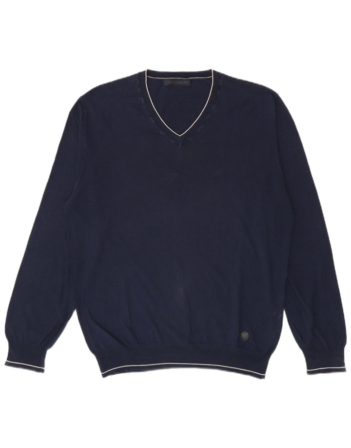 Maglione Trussardi Uomo con Scollo a V Large Blu Navy