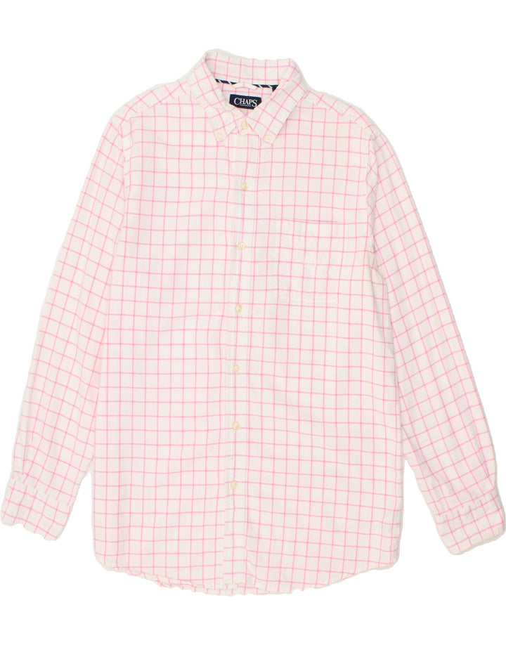 CHAPS Mens Shirt Medium White Check Cotton Vintage Chaps and Second-Hand Chaps from Messina Hembry 