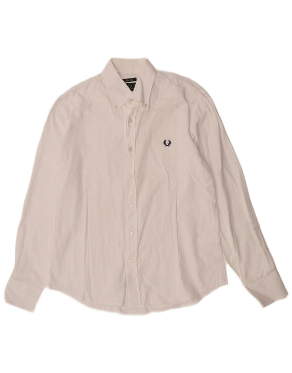 Camicia slim fit da uomo Fred Perry, taglia grande, in cotone bianco