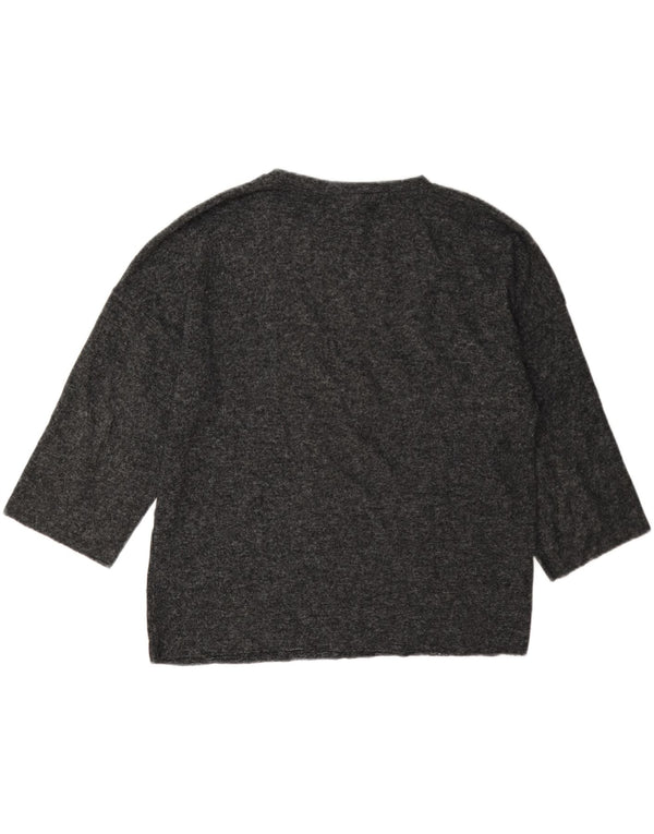 Top Zara da donna oversize manica 3/4 UK 10 piccolo grigio maculato