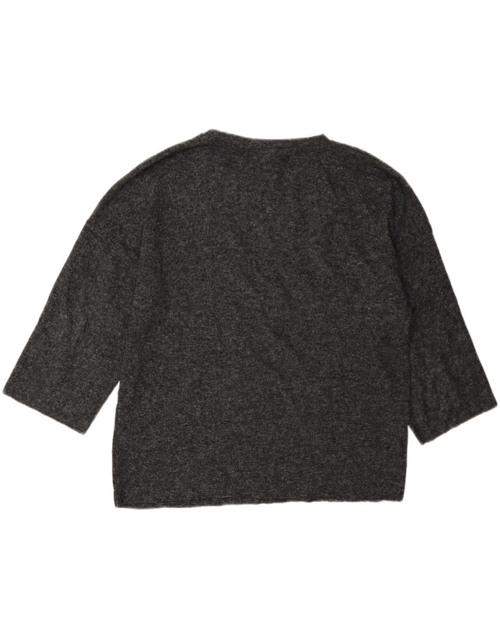 Top Zara da donna oversize manica 3/4 UK 10 piccolo grigio maculato