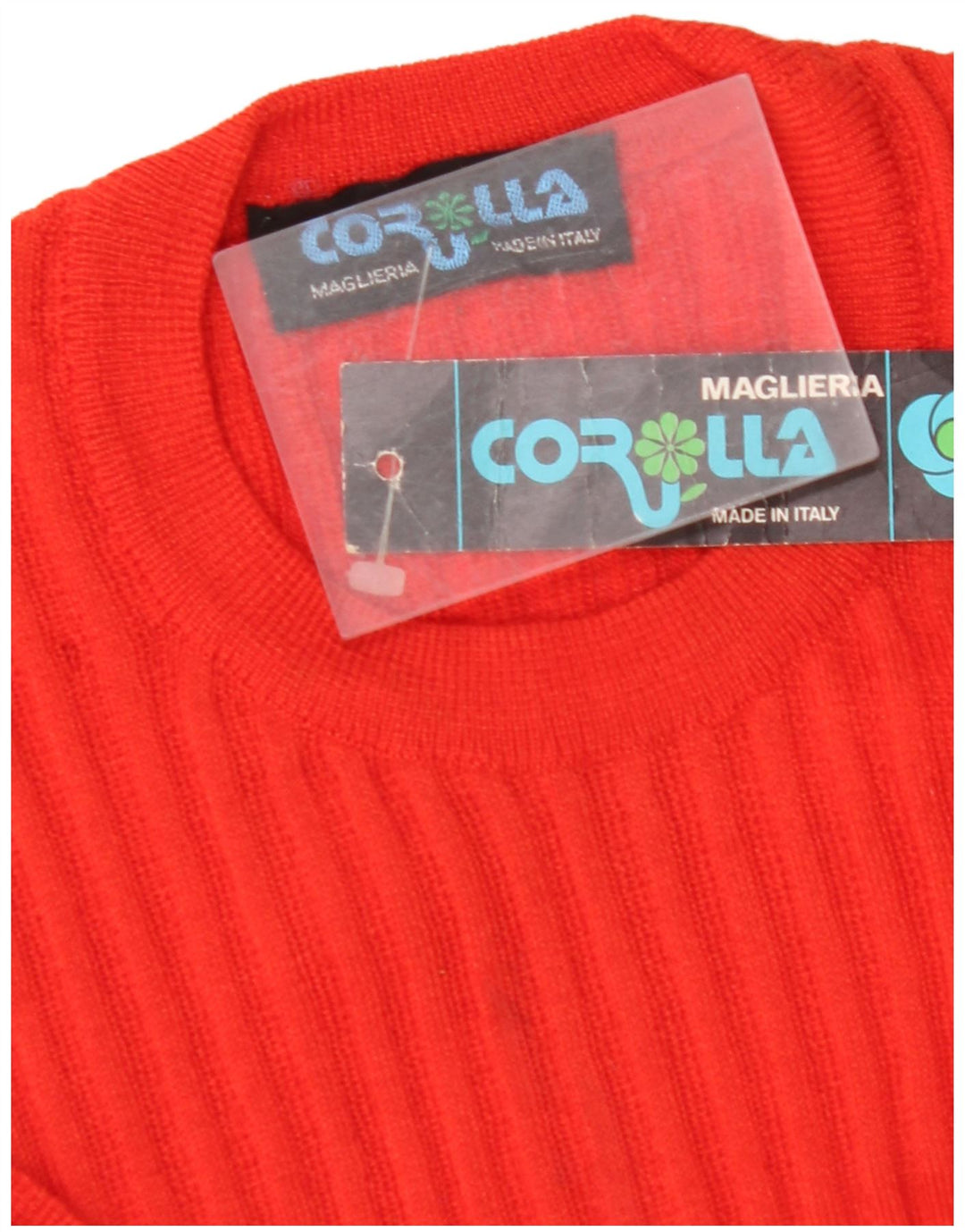 Top in camicetta lavorata a maglia da donna VINTAGE UK 8 piccolo rosso