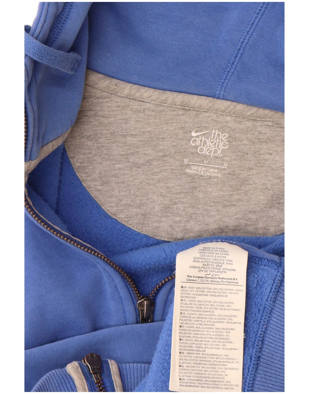 Felpa con cappuccio e zip da donna Nike UK 12 cotone blu medio