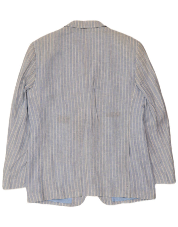 Giacca Blazer da Uomo a 3 Bottoni A.Basile IT 50 Lino Grande a Righe Blu