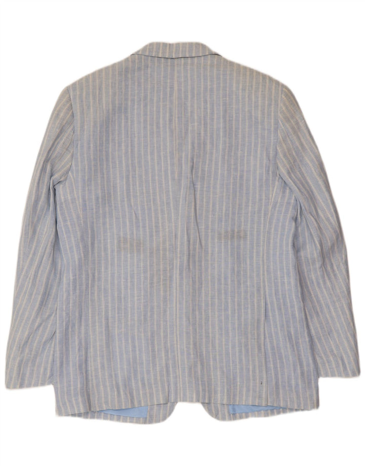 Giacca Blazer da Uomo a 3 Bottoni A.Basile IT 50 Lino Grande a Righe Blu