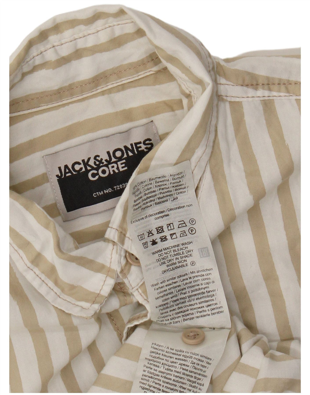 Camicia a maniche corte da uomo Jack & Jones in cotone a righe beige medio