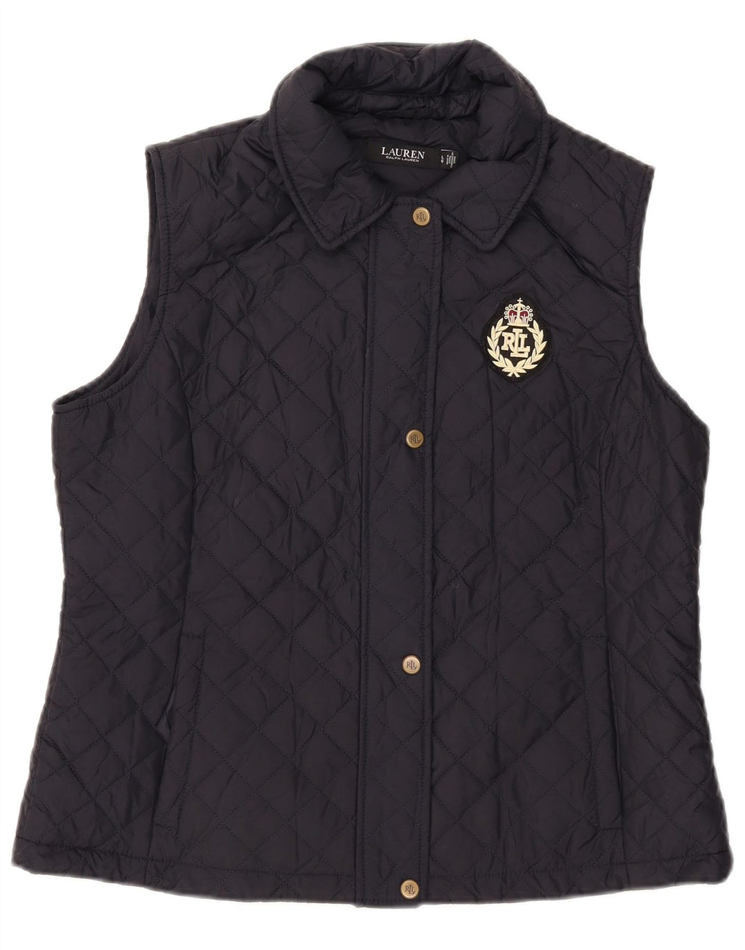 Gilet trapuntato da donna Ralph Lauren UK 16 grande poliestere blu navy