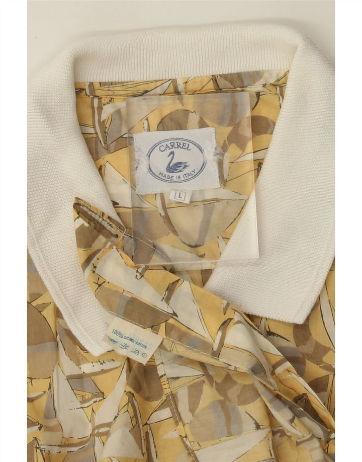Camicia a maniche corte da uomo Carrel Large in cotone geometrico giallo