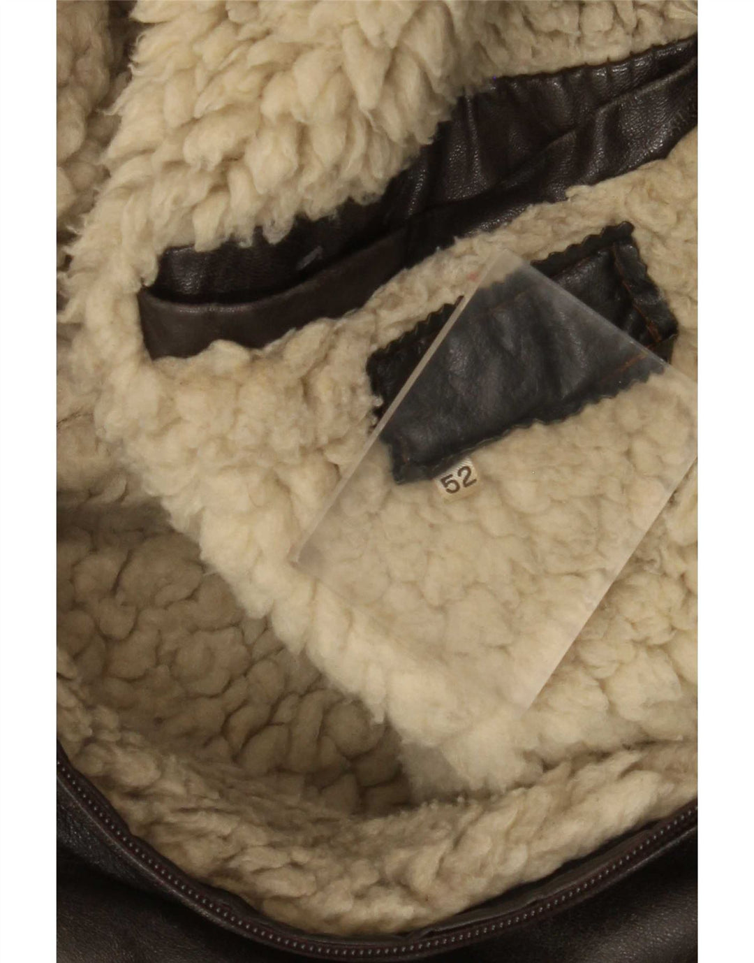 Giacca Sherpa in pelle da uomo vintage IT 52 XL Marrone