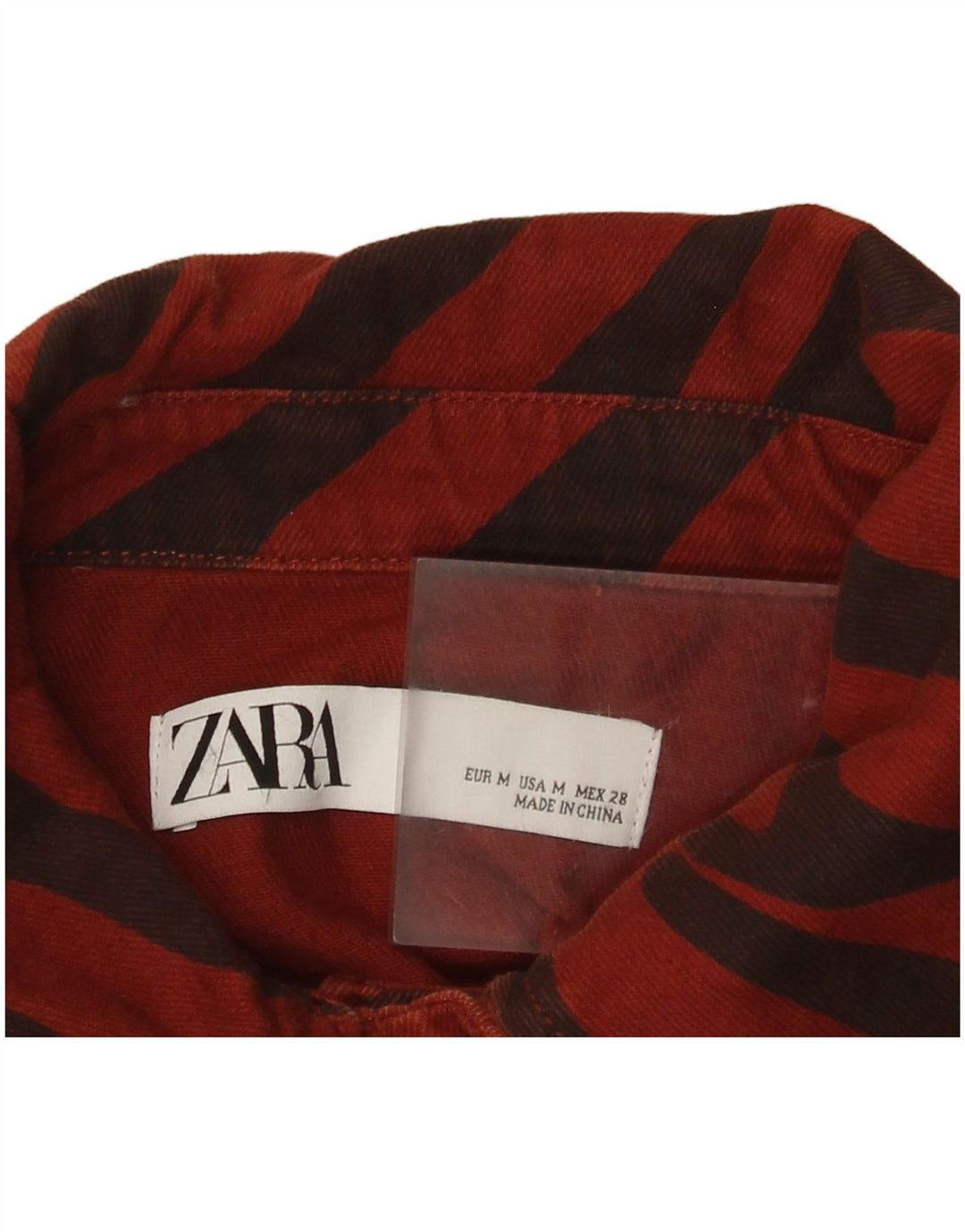 Camicia in denim oversize da donna Zara UK 14 stampa animalier rossa media