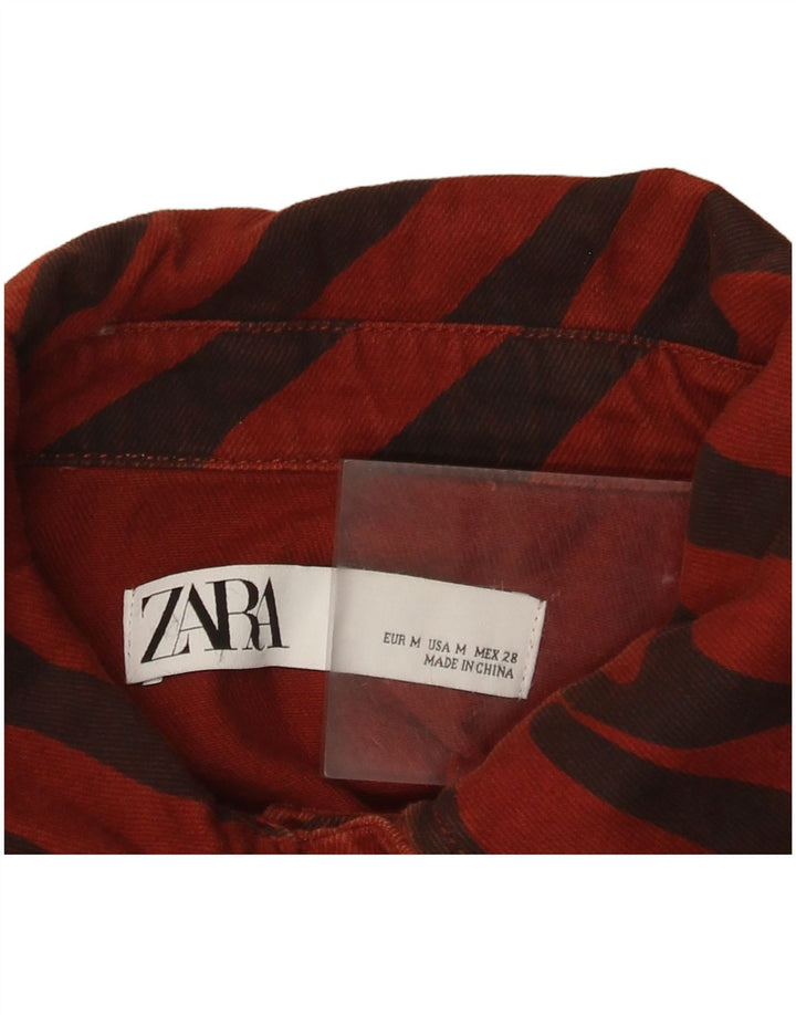Camicia in denim oversize da donna Zara UK 14 stampa animalier rossa media